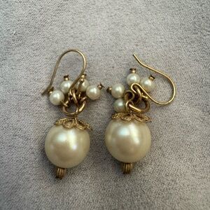 Carolee Elegant Gold and Cream Pearl Earrings